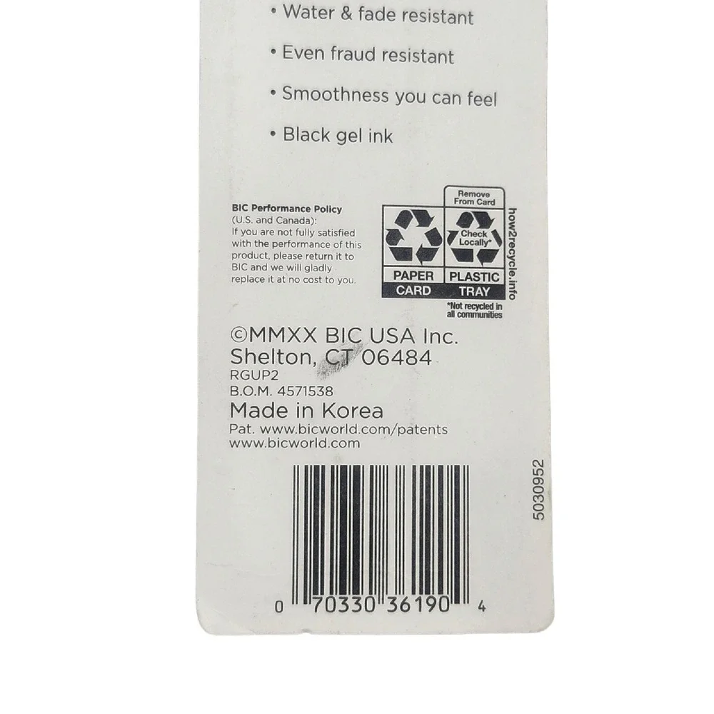 2x Bic Gel-ocity Retractable Gel Pen Medium 0.7 mm Ultra Water Resistant 2‎ Pack